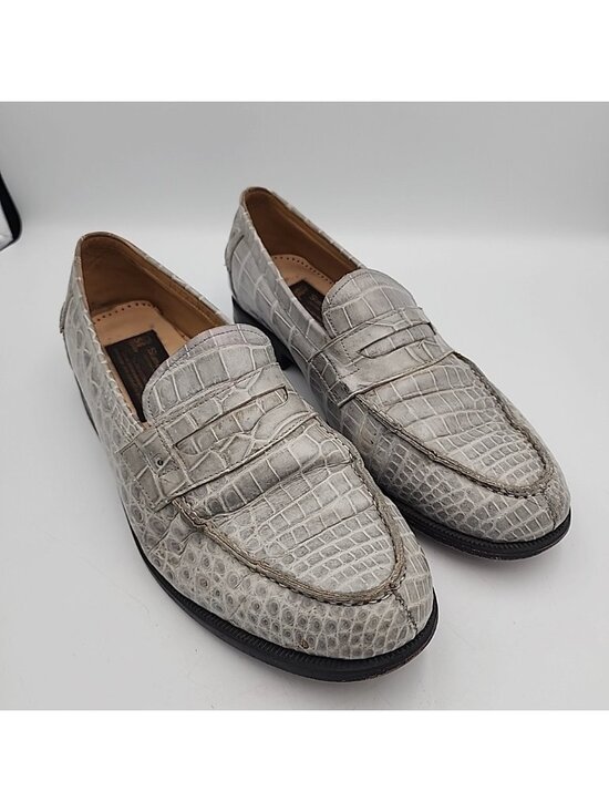 Men\'s SIAM LEATHER GOODS Custom Gray Crocodile Leather Loafers Dress Shoes 9 main image 5